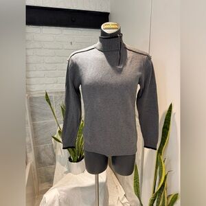 Mexx Gray zip up military style Turtleneck Sweater 100% cotton .